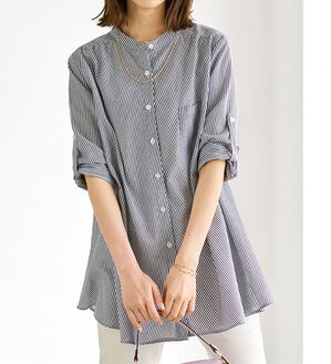 BELLUNA（ベルーナ）の「フランス綾ドレープ使いシャツチュニック（チュニック）」｜詳細画像