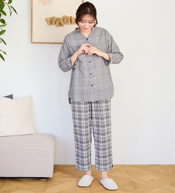 LAVIENNE（ラヴィエンヌ）の「【オーガニックコットン使用】綿１００％Ｗガーゼのルームパジャマ（パジャマ・ルームウェア）」｜詳細画像