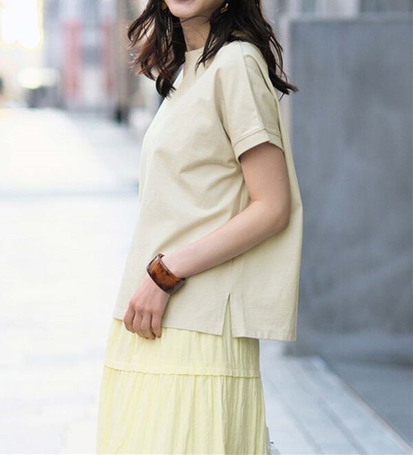 RANAN（ラナン）の「【選べる袖丈】＜BC＞綿100％プチハイネックＴシャツ（カットソー）」｜詳細画像