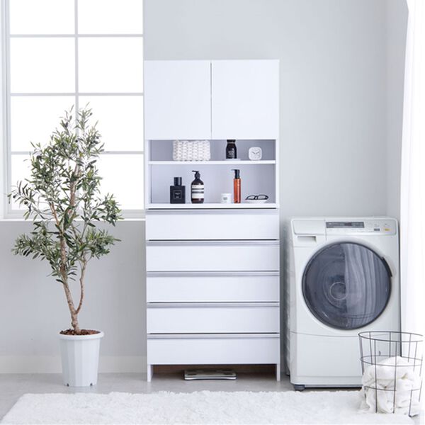 iellio（イエリオ）の「お買得薄型ランドリー収納庫＜ランドリーチェスト　サニタリー収納　サニタリーチェスト　薄型収納＞（ランドリーラック・収納）」｜ハイタイプ