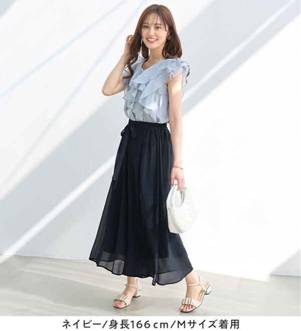 alotta（アロッタ）の「ふんわりシフォンワイドパンツ（ワイドパンツ・ガウチョ）」｜詳細画像