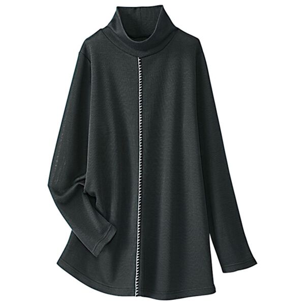 BELLUNA（ベルーナ）の「ステッチデザインハイネックチュニック（チュニック）」｜黒