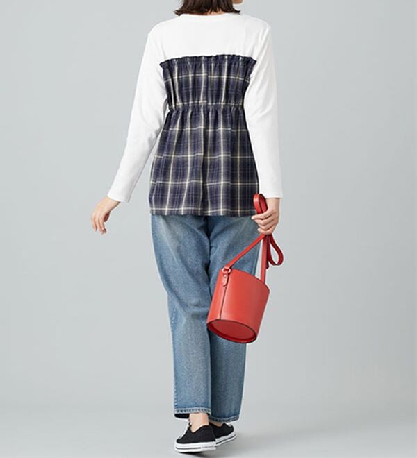 BELLUNA（ベルーナ）の「チェック柄ビスチェドッキングプルオーバー（カットソー）」｜詳細画像