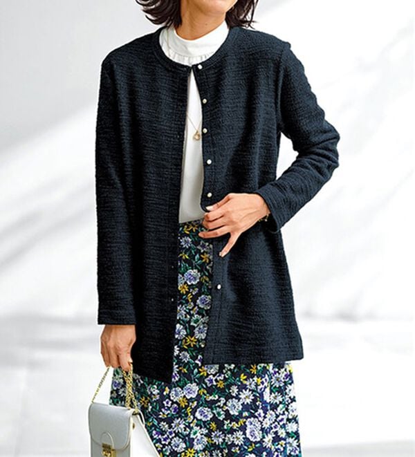 BELLUNA（ベルーナ）の「ツイード調カーデ&times;ボーダーアンサンブル（アンサンブル）」｜詳細画像