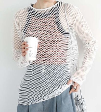 GeeRA（ジーラ）の「２ｗａｙメッシュカーディガン（ニットカーディガン）」