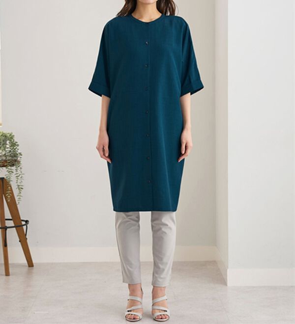 BELLUNA（ベルーナ）の「すっぽり体型カバー！麻調２ｗａｙワンピース（その他ワンピース）」｜詳細画像