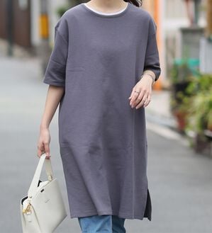 A HAPPY MARILYN（アハッピーマリリン）の「【Ｍ～８Ｌ】【接触冷感・吸水速乾】体型カバー五分袖チュニック【ハッピーさらりん】（チュニック）」｜スミクロ