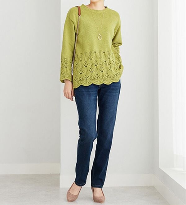 BELLUNA（ベルーナ）の「【暖かデニム】ふんわり裏起毛ストレッチスリムジーンズ（フルレングスパンツ）」｜詳細画像