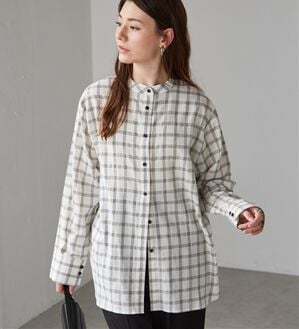 RANAN（ラナン）の「２ｗａｙボウタイチェックシャツ（シャツ）」｜ホワイト