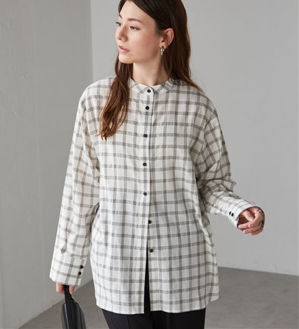 RANAN（ラナン）の「２ｗａｙボウタイチェックシャツ（シャツ）」｜ホワイト