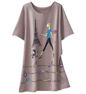 BELLUNA（ベルーナ）の「綿・テンセル（ＴＭ）繊維ロング丈プリントＴシャツ（Tシャツ）」｜詳細画像