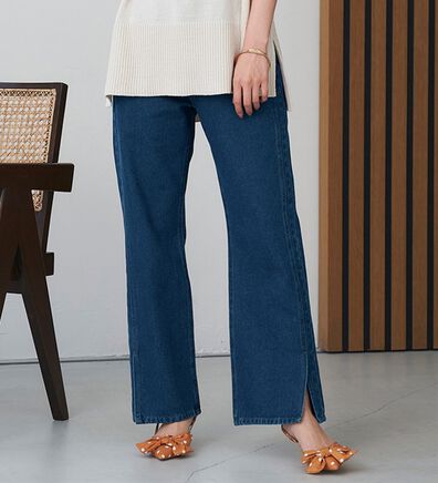 RANAN（ラナン）の「ワイドストレート裾スリットデニム（フルレングスパンツ）」