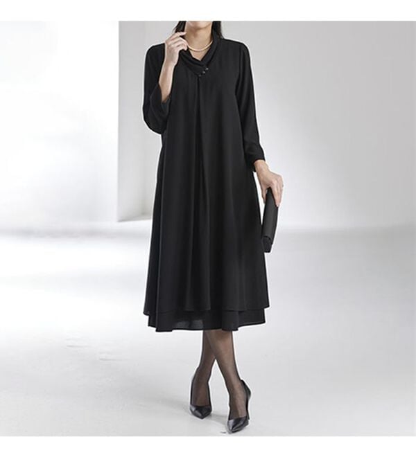 BELLUNA（ベルーナ）の「洗える！冷感素材ドレープワンピース（ブラックフォーマル（喪服・礼服））」｜詳細画像