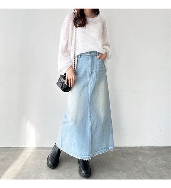 GeeRA（ジーラ）の「バックスリットデニムロングスカート（ロングスカート）」｜詳細画像