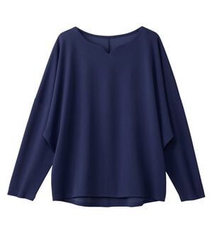 alotta（アロッタ）の「着痩せが叶うドルマンスリーブきれいめカットソー（カットソー）」｜ネイビー／長袖