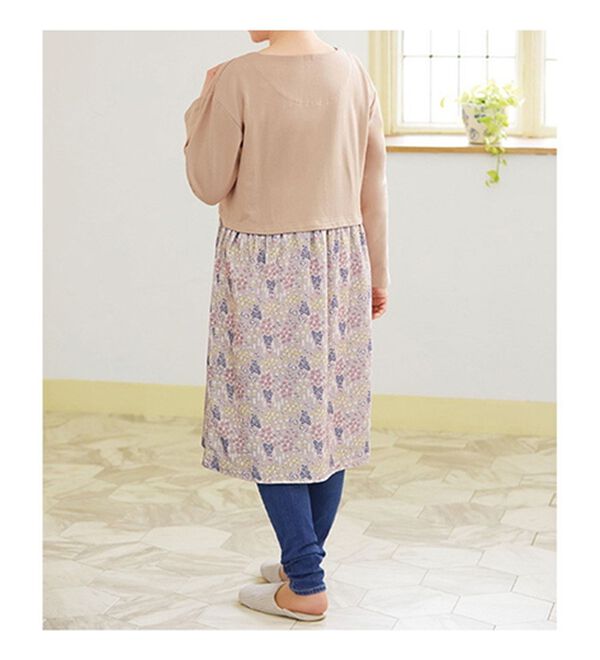 「【２枚組】小柄さんに嬉しいほっこり花柄ワンピース（パジャマ・ルームウェア）」｜詳細画像