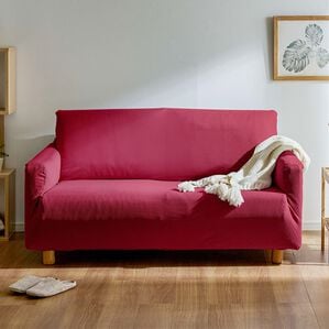 iellio（イエリオ）の「ぴったりフィット！ワッフルソファカバー＜伸縮・取付簡単・洗える・ソファーカバー・１人掛・２人掛・３人掛＞（ソファーカバー）」｜ワイン
