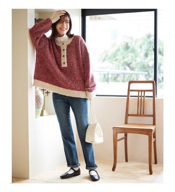 Viola e Viola（ヴィオラ エ ヴィオラ）の「【選べる衿】あったか裏起毛トップス＜ハイネック・クルーネック＞（カットソー）」｜詳細画像