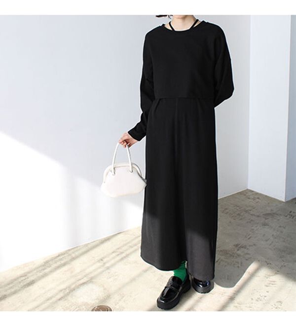 GeeRA（ジーラ）の「ミックス見えリブ素材ワンピ＆カーディガン（アンサンブル）」｜詳細画像