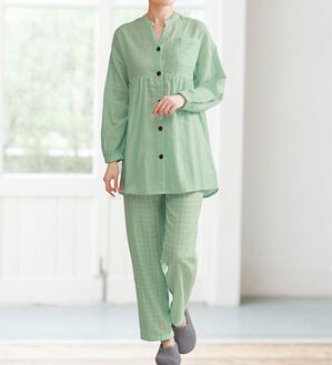LAVIENNE（ラヴィエンヌ）の「綿１００％ふんわり可愛いダブルガーゼパジャマ（パジャマ・ルームウェア）」｜ミント