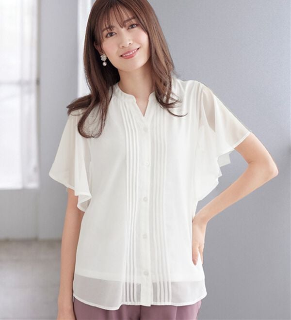 alotta（アロッタ）の「【接触冷感】インナー付ピンタックデザインブラウス【イエベ・ブルべ】（ブラウス）」｜詳細画像
