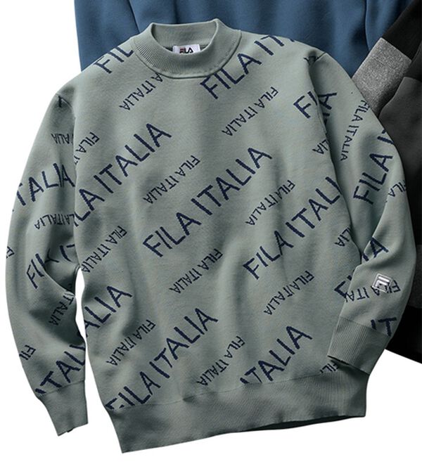 「＜フィラ＞軽量ストレッチデザインセーター（メンズニット・セーター）」｜ミント