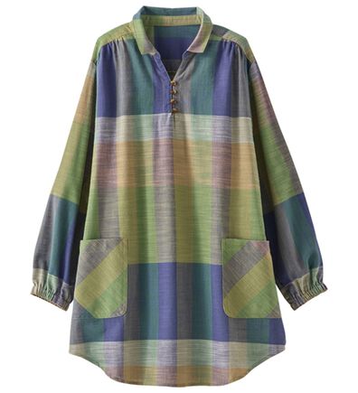 BELLUNA（ベルーナ）の「そのままお出かけ！スラブ素材かっぽうチュニック（パジャマ・ルームウェア）」