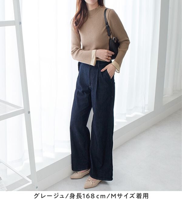 alotta（アロッタ）の「パチパチしにくい！洗える袖シアー切替ニットプルオーバー（ニット・セーター）」｜詳細画像