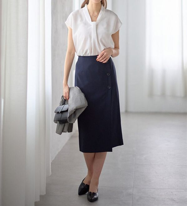 GeeRA（ジーラ）の「【２点】単品使いもできる！ベーシックブラウス＆スカートセットアップ（スカートスーツ）」｜詳細画像