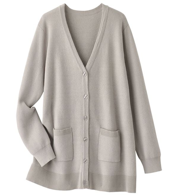 BELLUNA（ベルーナ）の「綿１００％柔らかベーシックカーディガン（ニットカーディガン）」｜ライトグレー