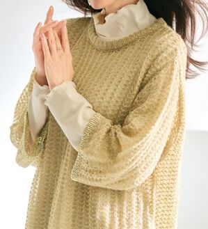 BELLUNA（ベルーナ）の「重ね着を楽しむラメ使い透かし編アンサンブル（アンサンブル）」｜詳細画像