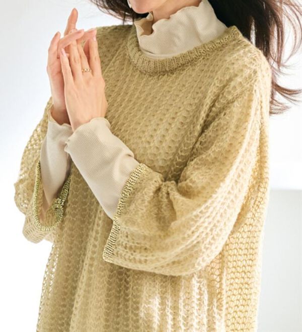 BELLUNA（ベルーナ）の「重ね着を楽しむラメ使い透かし編アンサンブル（アンサンブル）」｜詳細画像