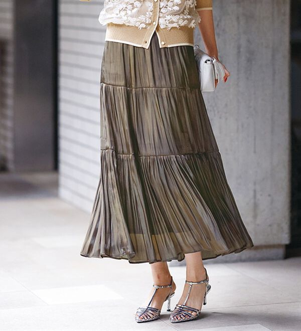 サテンプリーツティアードスカート - ベルーナ【公式】