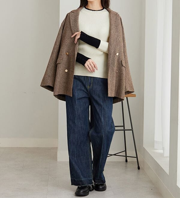 GeeRA（ジーラ）の「配色デザインくるみボタン付リブニット（ニット・セーター）」｜詳細画像