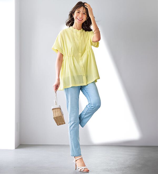 BELLUNA（ベルーナ）の「ヒンヤリ冷感！ライトオンスジーンズ（フルレングスパンツ）」｜詳細画像