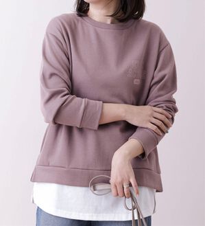 BELLUNA（ベルーナ）の「＜ＥＬＬＥ Ａｃｔｉｖｅ＞ロゴプリント重ね着風チュニック（チュニック）」｜パープル
