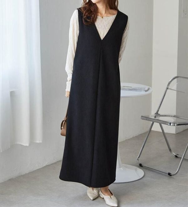 RANAN（ラナン）の「あったか裏ベロアニットコールジャンパースカート（ジャンパースカート）」｜詳細画像