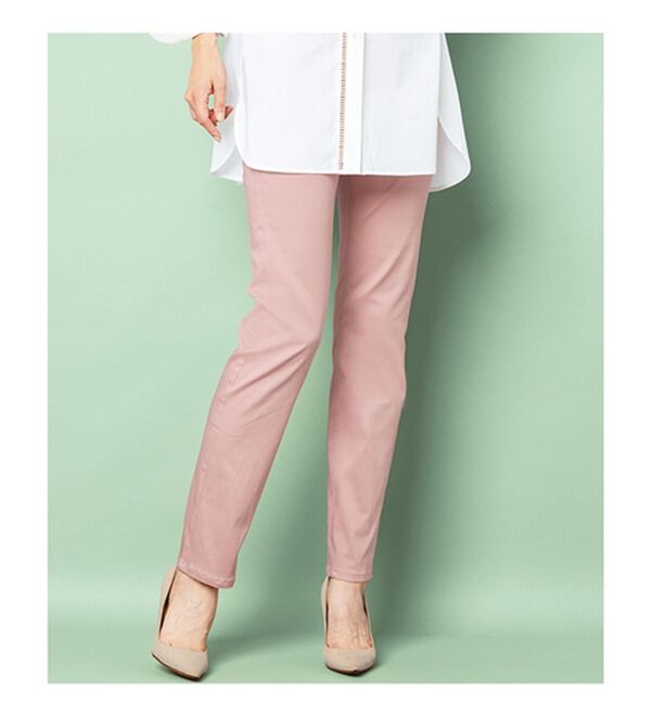 VINNO（ヴィノ）の「美のクラ・コットン混サテンパンツ（フルレングスパンツ）」｜詳細画像