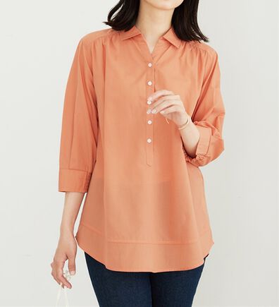 BELLUNA（ベルーナ）の「【シワになりにくい】サラリ快適！ギャザー使いシャツチュニック（チュニック）」