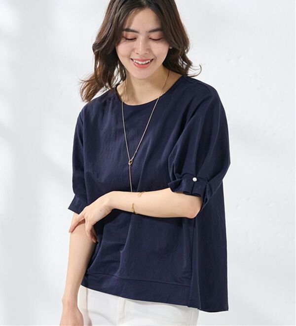 BELLUNA（ベルーナ）の「【接触冷感】涼感素材袖パールデザインプルオーバー（カットソー）」｜詳細画像