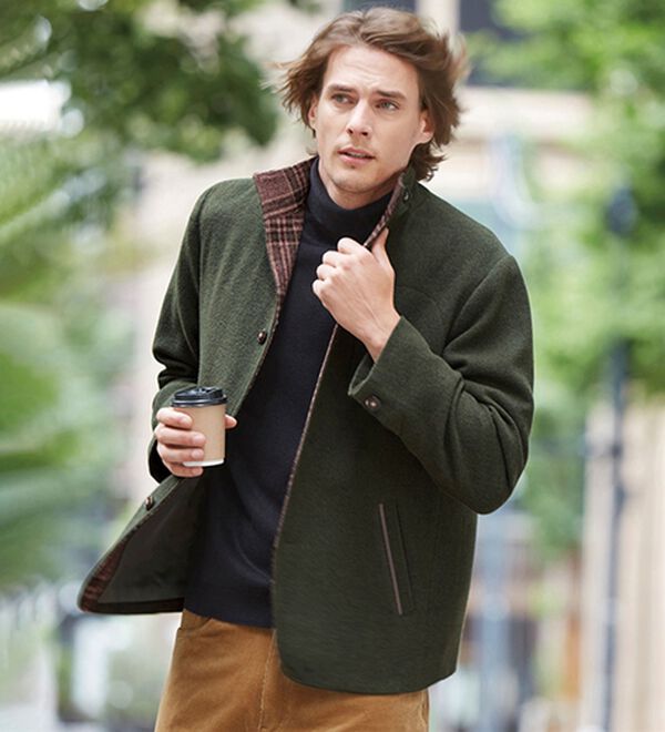 コムルヴァン・オム＞ウール混イタリアンカラージャケット - ベルーナ  