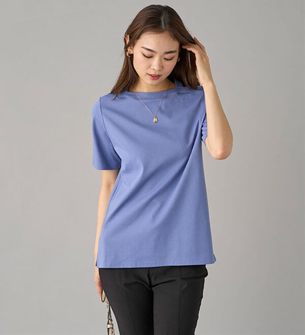 BELLUNA（ベルーナ）の「艶やか綿１００％シンプルプルオーバー（カットソー）」｜詳細画像