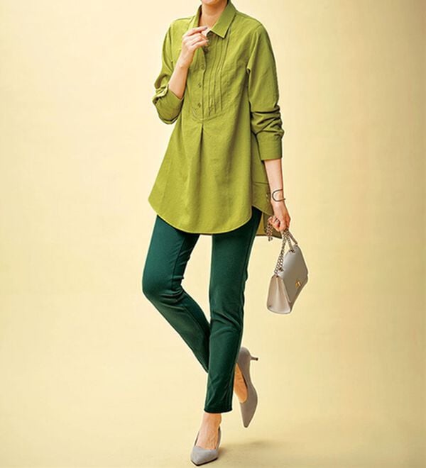 BELLUNA（ベルーナ）の「麻調素材タックデザインシャツチュニック（チュニック）」｜詳細画像