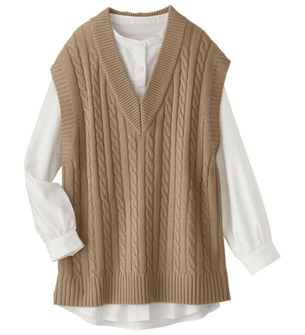 BELLUNA（ベルーナ）の「ニットベストアンサンブル（ベスト）」｜モカ