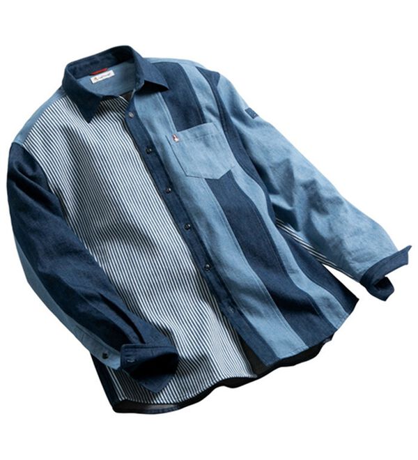 「＜ハッシュパピー＞切替えお洒落なデニムシャツ（メンズシャツ）」｜詳細画像