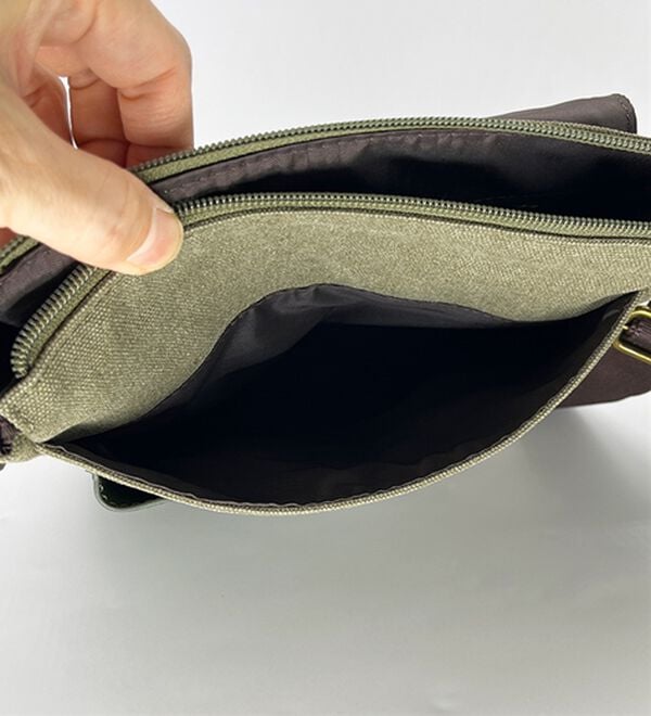 「＜クロコダイル＞洗い加工帆布スマートショルダー（メンズショルダーバッグ）」｜詳細画像