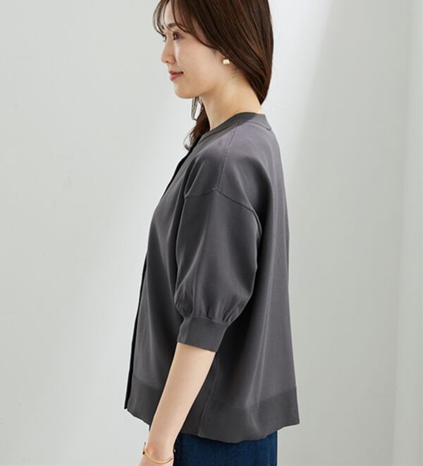 BELLUNA（ベルーナ）の「【快適Ｌａｂ．】洗える！軽い！５分袖ニットカーディガン（ニットカーディガン）」｜詳細画像