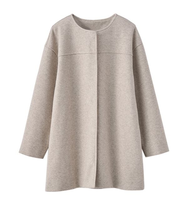 BELLUNA（ベルーナ）の「ウール調素材ノーカラーミドル丈コート（ハーフコート）」｜詳細画像