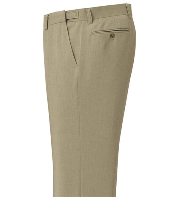 「裾上げ済吸汗速乾アジャスター付スラックス（メンズスラックス）」｜ベージュ