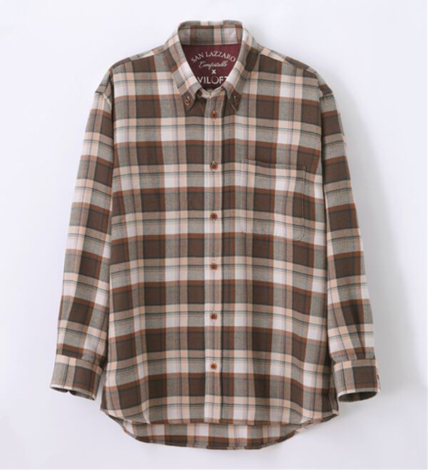 「＜バイロフト（Ｒ）＞カシミヤタッチネルシャツ（メンズシャツ）」｜詳細画像